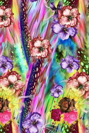 手绘花卉印花华亿平台图片