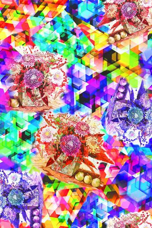 几何色块印花华亿平台图片