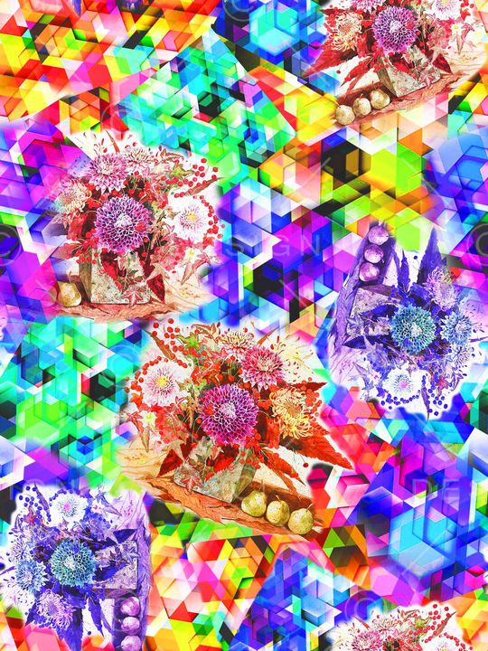 几何色块印花华亿平台图片