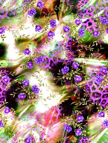 284091-花卉花朵动物纹豹纹组合