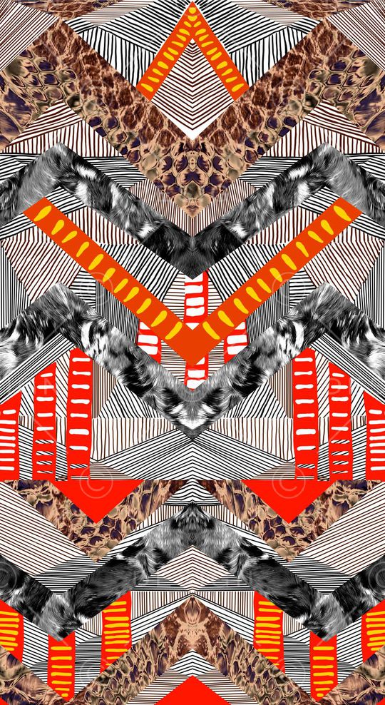 几何线条印花华亿平台图片