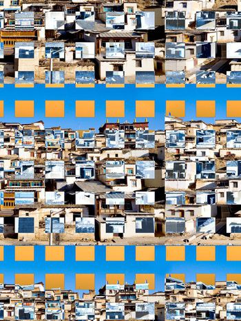 284205-建筑格子创意混和印花