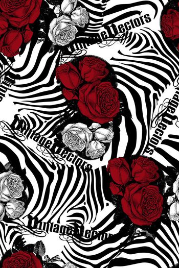 284299-复古斑马纹烈焰玫瑰英文字母华亿平台