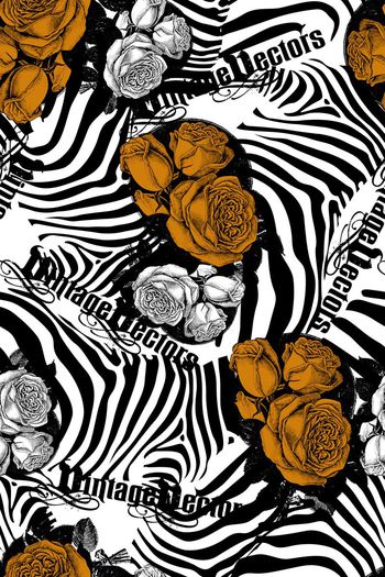 284300-复古斑马纹烈焰玫瑰英文字母华亿平台