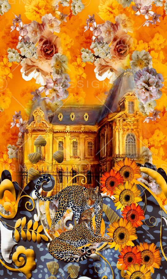 手绘油画印花华亿平台图片