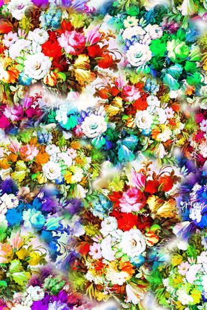 手绘油画印花华亿平台图片