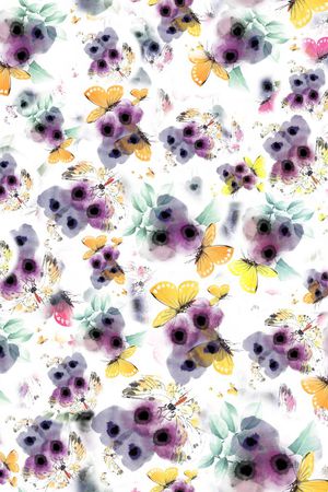 手绘水彩印花华亿平台图片