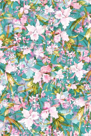 手绘水彩印花华亿平台图片