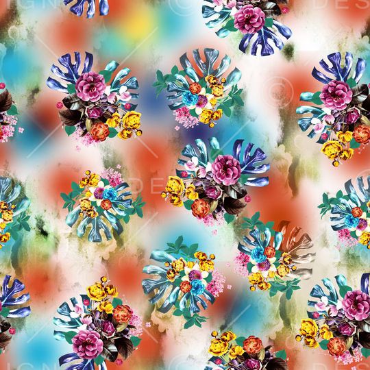 手绘水彩印花华亿平台图片