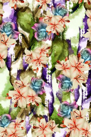 手绘水彩印花华亿平台图片