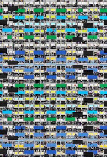 285050-运动彩色绚丽笔触格子方砖房屋抽象印