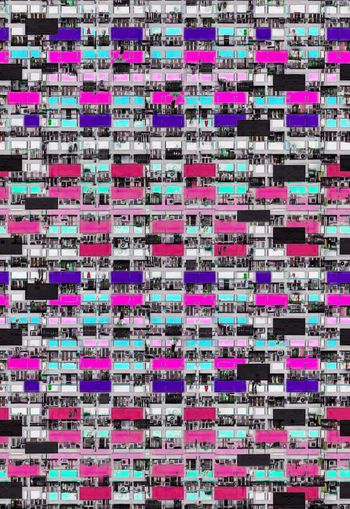 285051-运动彩色绚丽笔触格子方砖房屋抽象印