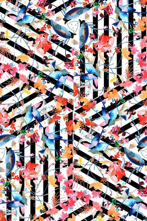 手绘水彩印花华亿平台图片