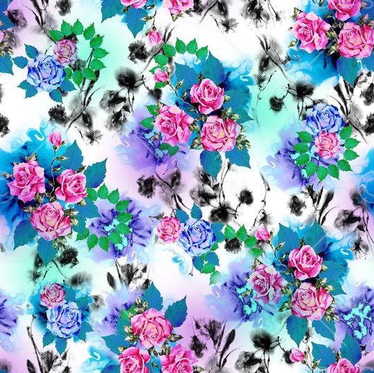 手绘水彩印花华亿平台图片