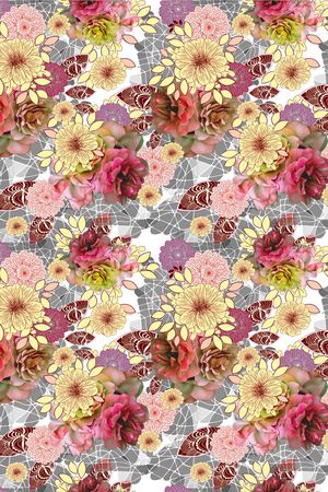 花卉组合印花华亿平台图片