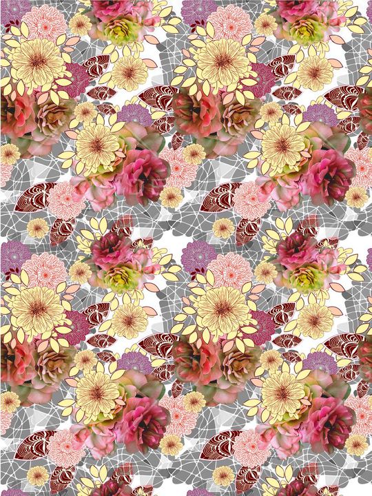 花卉组合印花华亿平台图片