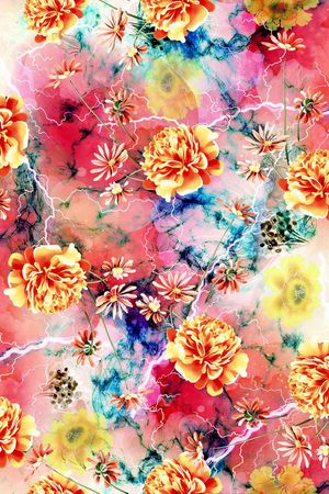 手绘水彩印花华亿平台图片