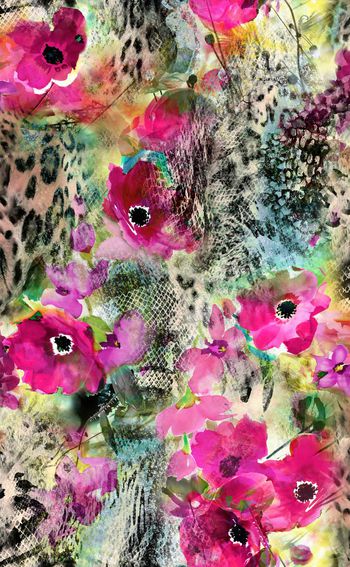 286558-水彩花卉动物纹组合