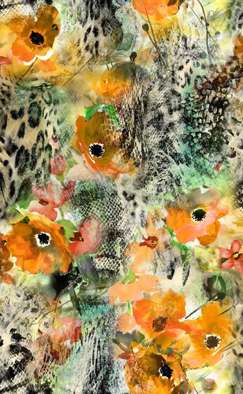 286559-水彩花卉动物纹组合