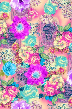 手绘水彩印花华亿平台图片