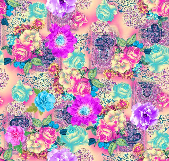 手绘水彩印花华亿平台图片