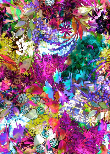 286907-多彩水彩效果花朵花朵组合