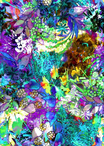 286909-多彩水彩效果花朵花朵组合