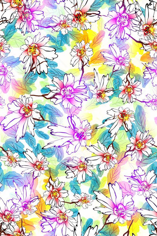 手绘水彩印花华亿平台图片