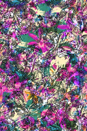 286989-抽象热带椰树水彩