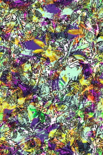 286990-抽象热带椰树水彩