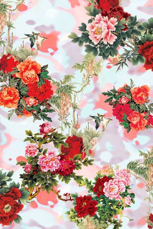 手绘水彩印花华亿平台图片