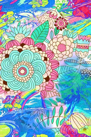 手绘水彩印花华亿平台图片