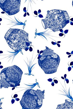 青花瓷印花华亿平台图片