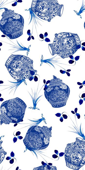 288922-中国风青花瓷写意花朵