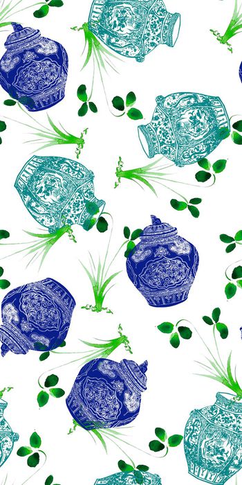 288925-中国风青花瓷写意花朵