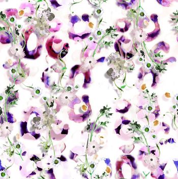 289155-水彩植物 朦胧豹纹底纹