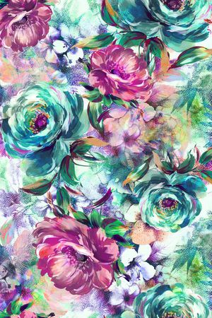 油画大花印花华亿平台图片