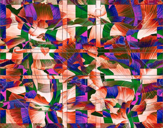 几何色块印花华亿平台图片