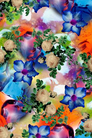 手绘水彩印花华亿平台图片