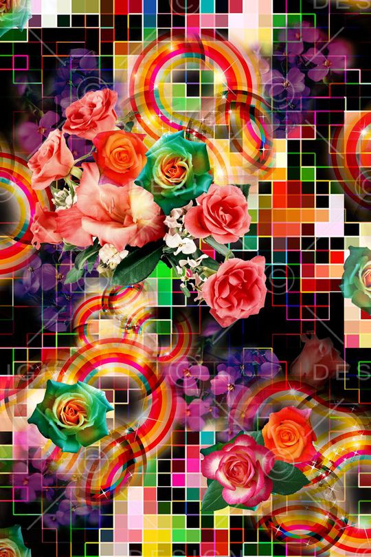 几何方格印花华亿平台图片