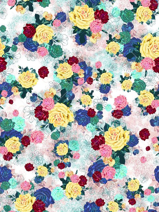 手绘水彩印花华亿平台图片