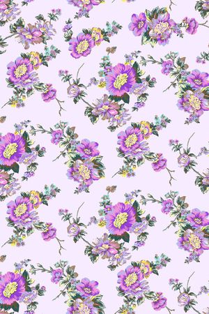 手绘水彩花卉印花华亿平台图片