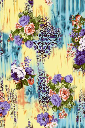 手绘水彩花卉印花华亿平台图片