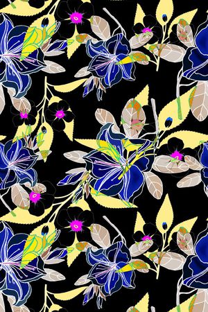 手绘花卉印花华亿平台图片