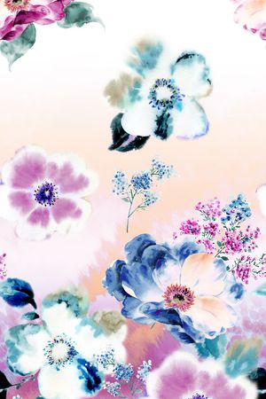 手绘水彩印花华亿平台图片