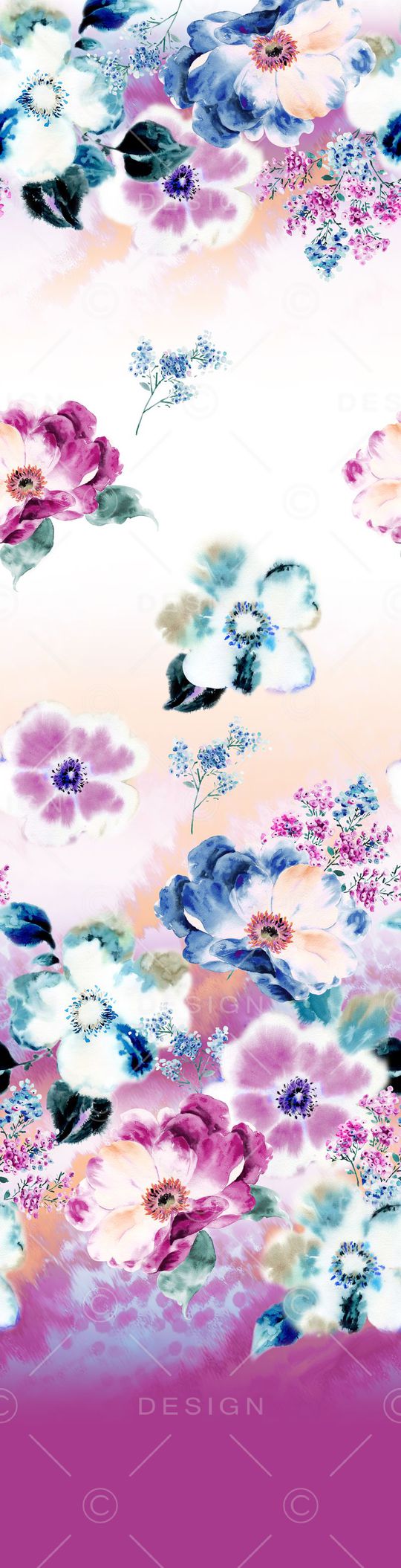 手绘水彩印花华亿平台图片