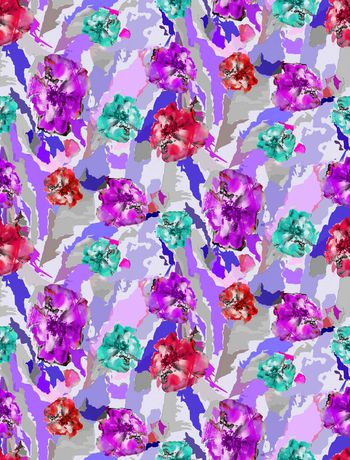 手绘水彩印花华亿平台图片