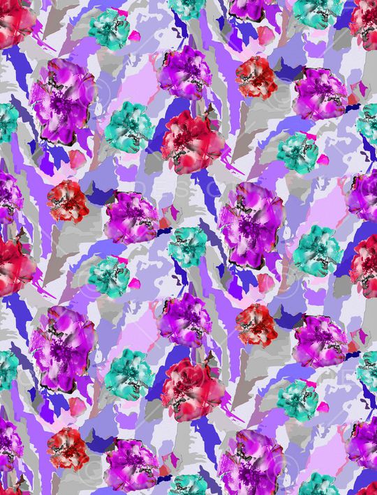 手绘水彩印花华亿平台图片