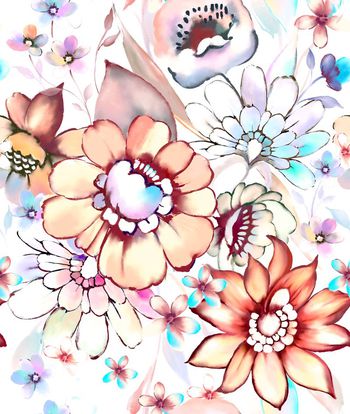 手绘水彩印花华亿平台图片