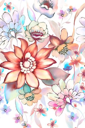 手绘水彩印花华亿平台图片